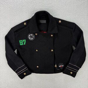 Blank NYC Coat Women Extra Small Black Cropped Double Breasted Wool Blend Jacket